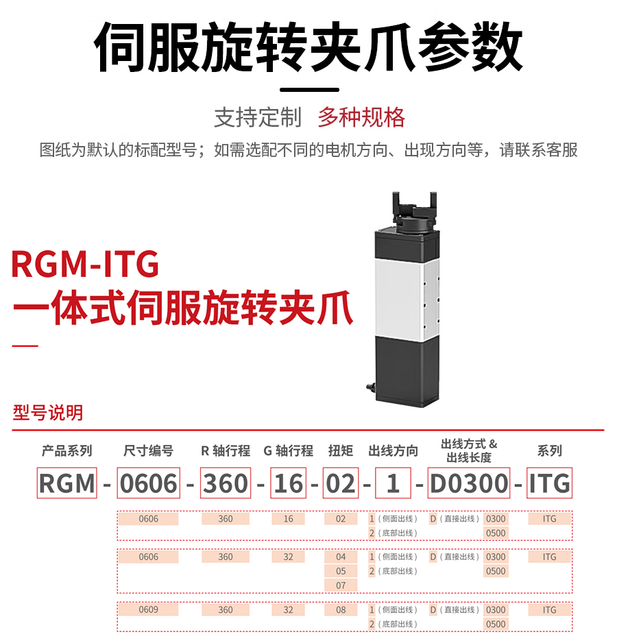 伺服旋转夹爪参数