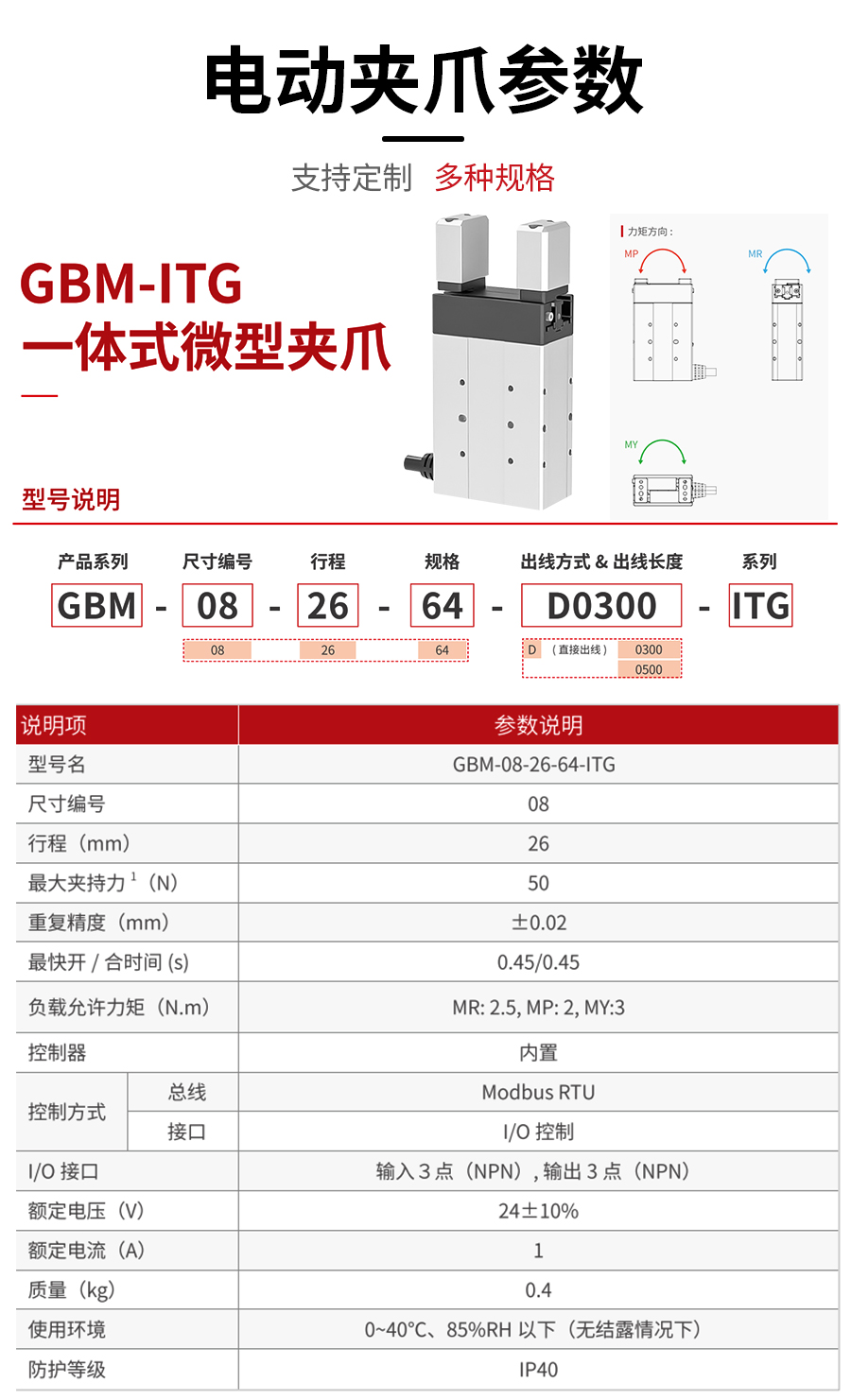 GBM微型电动夹爪