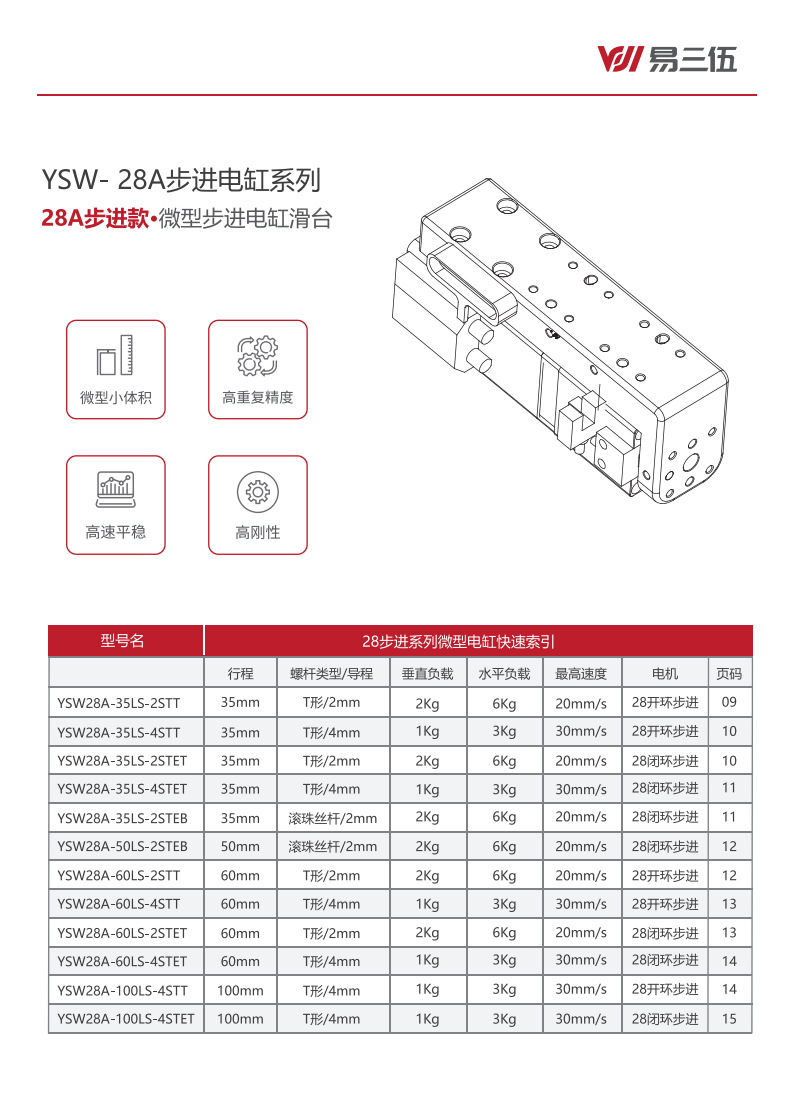 微型步进电缸滑台选型手册